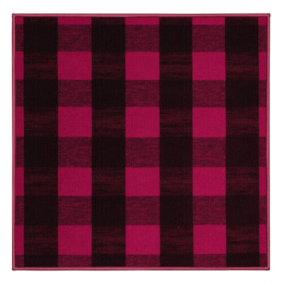 Machine Washable Checkered Red Area Rug