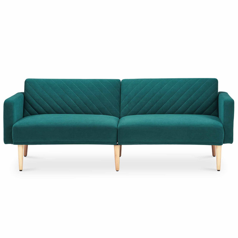 Canapé convertible à dossier serré 77,5 "wathen, Velours bleu sarcelle foncé