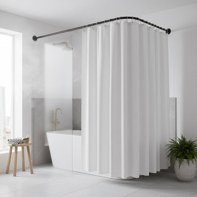 Adjustable L-Shaped Shower Curtain Rod (29.9"-39.8"), Curved