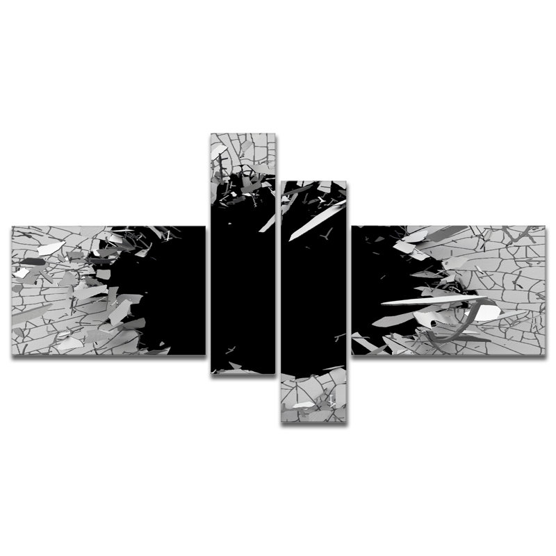 «Abstract Broken Wall 3D Design», impression sur toile multi-pièces - Mur brisé