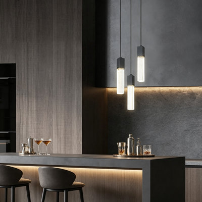 Modern Crystal Chandeliers Suitable For Kitchen Islands, Dining Rooms, Bedrooms, And Hallways, Featuring Adjustable Length, Mini Integrated Ceiling Fixtures Compatible With Dimming, And Three-Lamp Black Finish