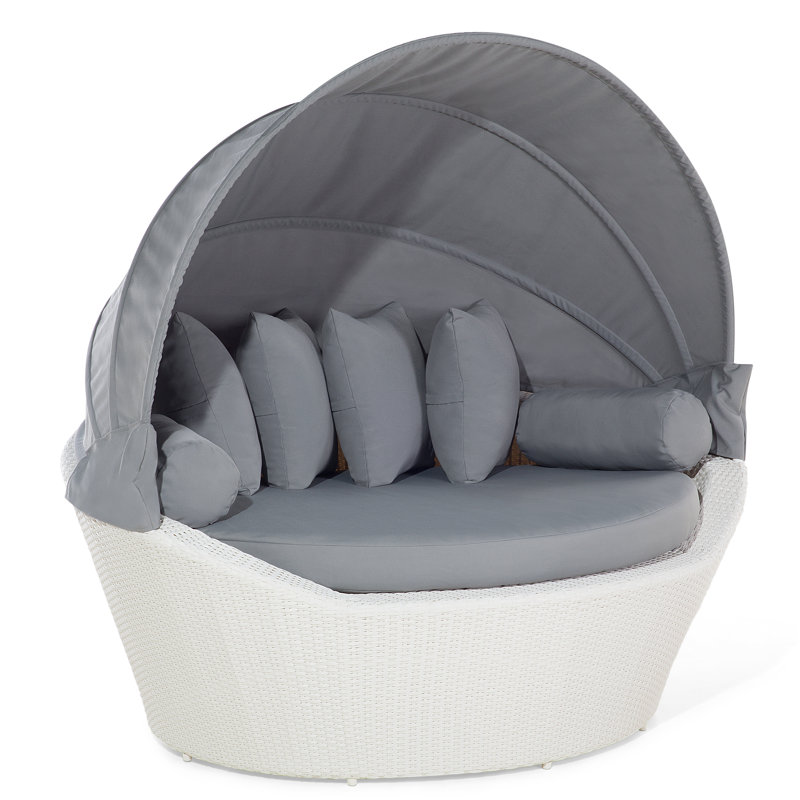 165cm Wide Patio Daybed with Cushions, Grey/White