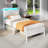 Bed Frame with Charging Station, LED Lights, Upholstered Headboard, 2-Tier Storage Shelve-1038699891-1040152782