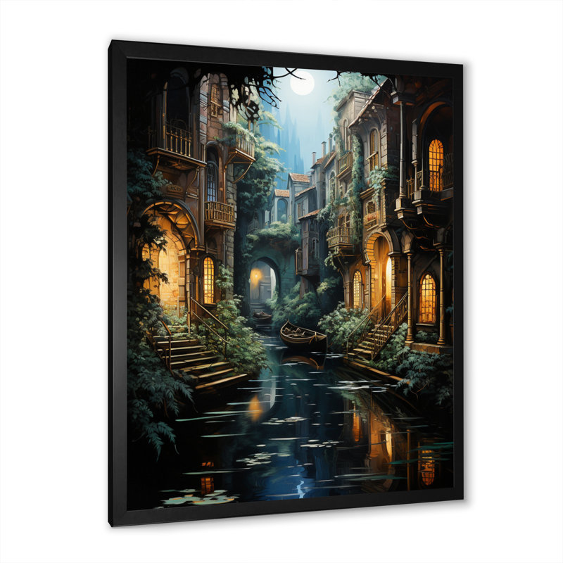 Impression sur toile «Beige Canal», Cadre photo noir, H 20 po x l 12 po x P 1 po