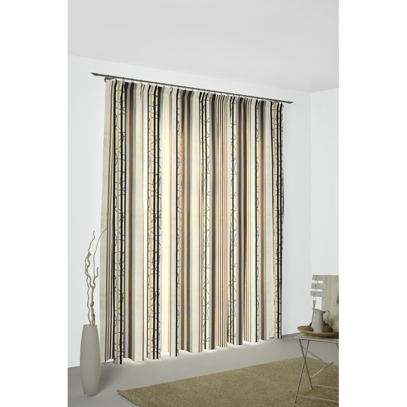 Peachey Synthetic Pencil Pleat Curtain, single Panel, opaque, Brown, 130cm Width x 255cm Drop