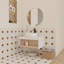 Meuble-lavabo flottant de 30 po avec lavabo vasque rond blanc brillant, meuble-lavabo mural avec tablette ouverte, finition blanche avec comptoir durable, conception moderne peu encombrante (livré dans 2 boîtes)-130833398