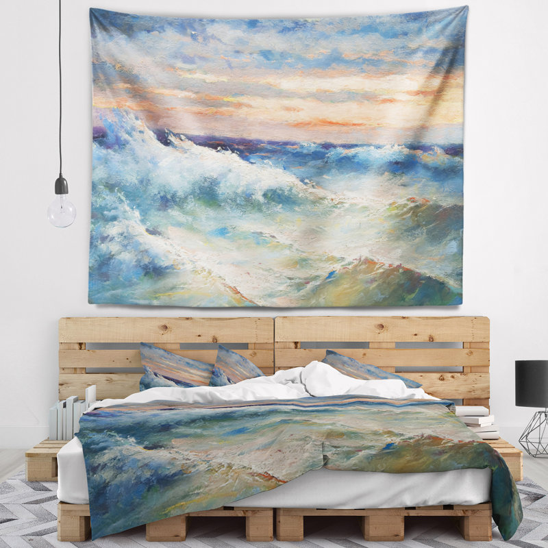 Tapisserie «Seascape Waves Pendant Storm», H 32 po x l 39 po