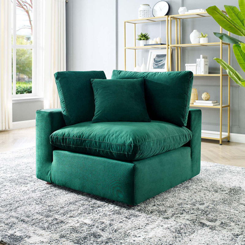 Chaise de coin Commix, Velours sarcelle