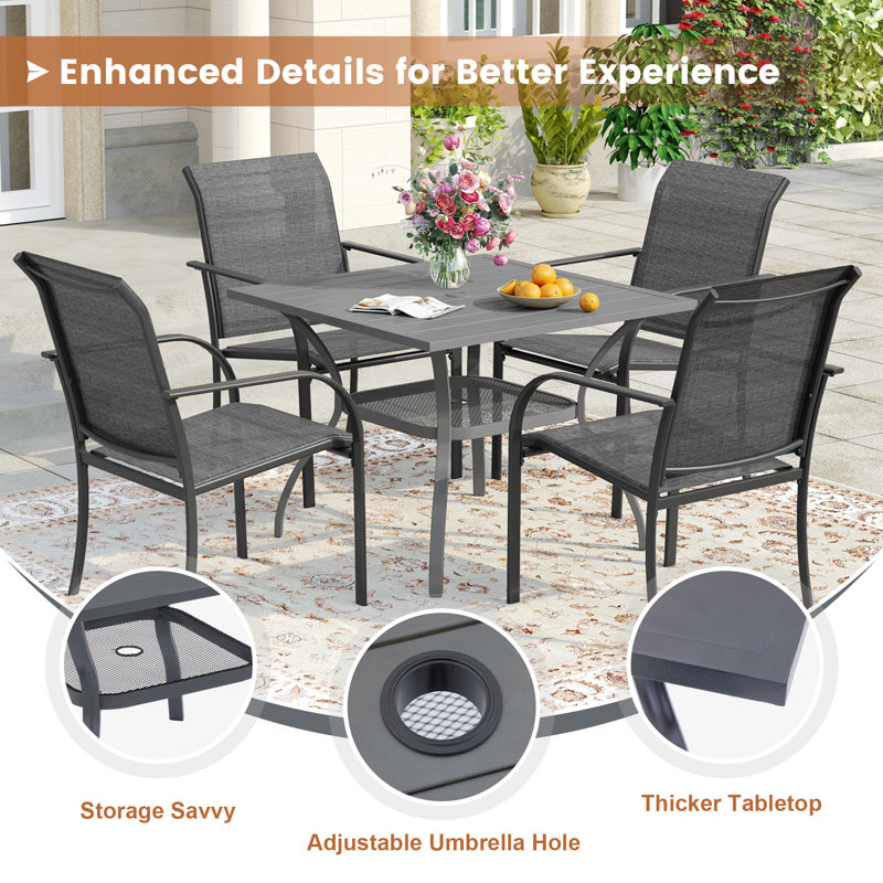 Lavonya 4 - Person Patio Dining Set with Square Table, Gray/Gray