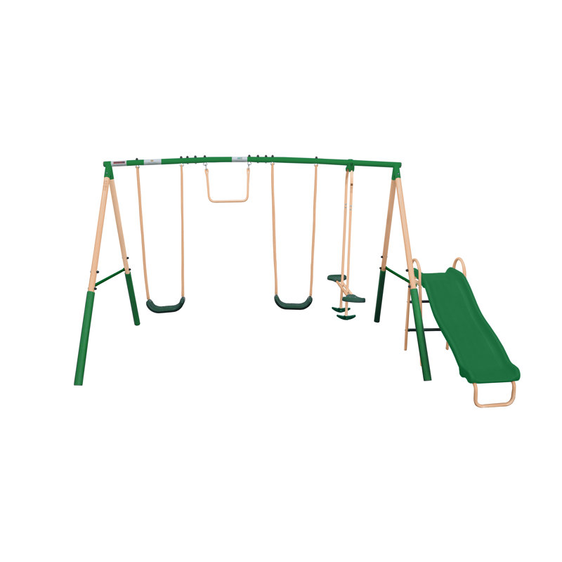 Natural Playland XDP Recreation Swing Set w/ Slide, Glider, & Trapeze