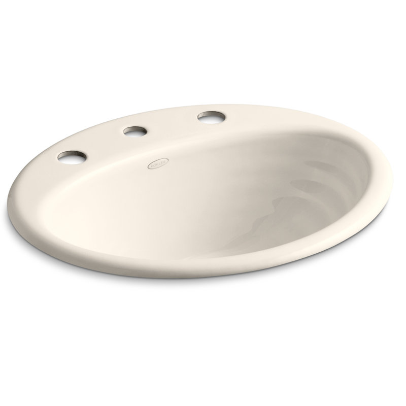 Lavabo de salle de bain ovale encastré en métal avec trop-plein Ellington, Rose tendre