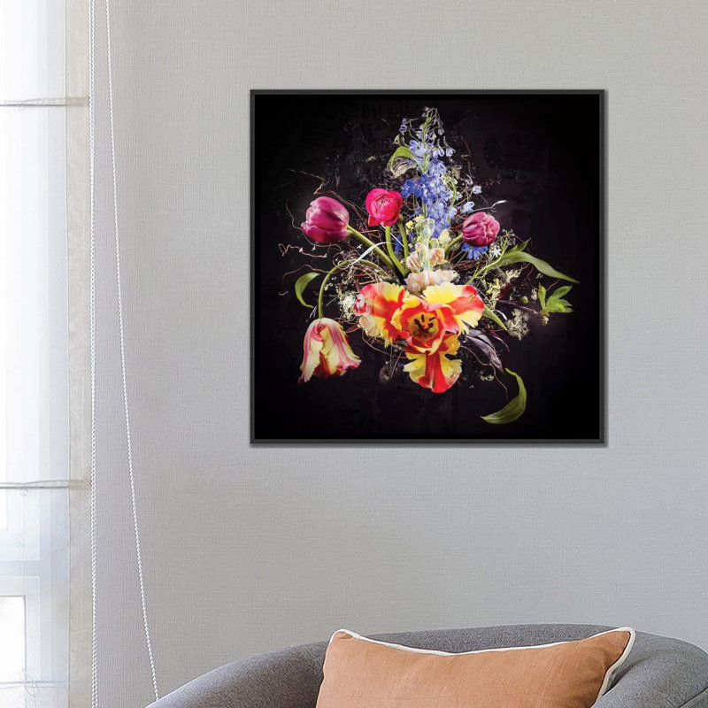 « pâques bouquet », photographie sur toile, H 18 po x l 18 po x P 1,5 po, Toile avec cadre noir, Pas de tapis