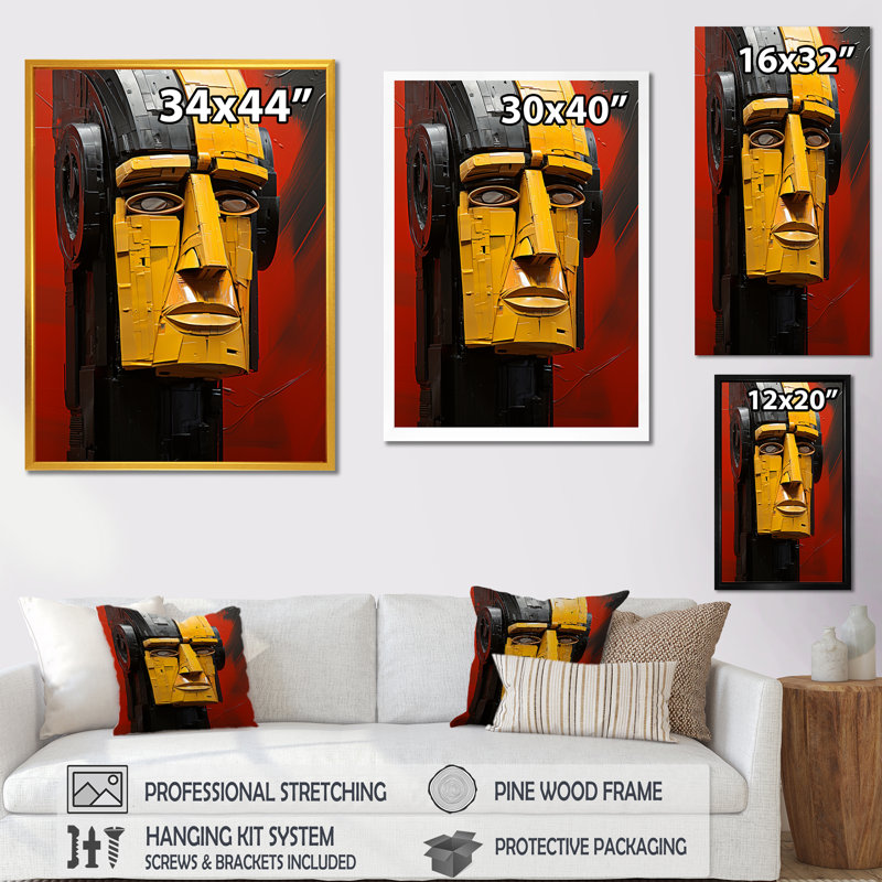 Guerrier zoulou, masque africain 4 - Masque africain, art mural, Toile tendue, H 40 po x l 30 po