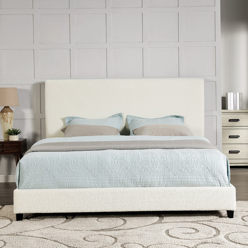Lit plateforme tapissier, Blanc, Roi