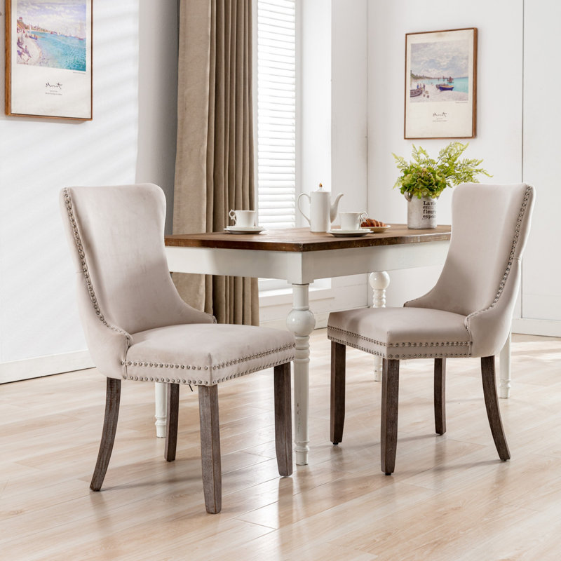 2 Pcs High-End Tufted Solid Wood Contemporary Velvet Upholstered Dining Chair With Wood Legs Nailhead Trim,Upholstered dining room chair,dinning chair,kitchen chair