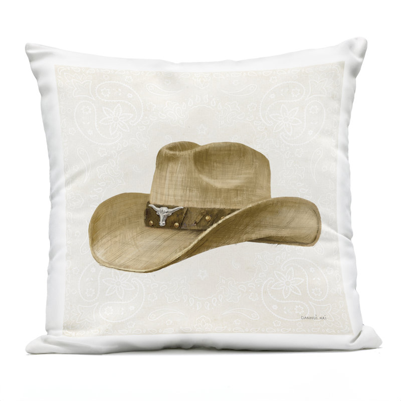 Coussin Cowboy Rider of Range, imprimé par Danhui Nai, Brun clair tendance 3