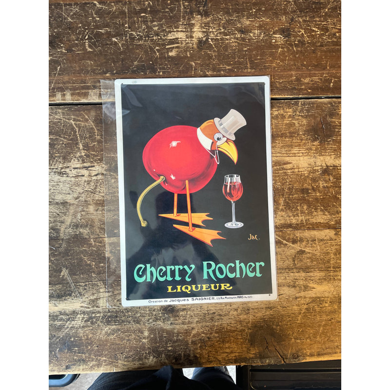 Cherry Rocher Liqueur Drink - No Frame Print on Metal, 25cm H x 20cm W