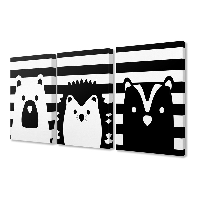 «Wild Animals» Gupton, ensemble de 3 impressions, Toile tendue, H 20 po x l 16 po x P 1,5 po