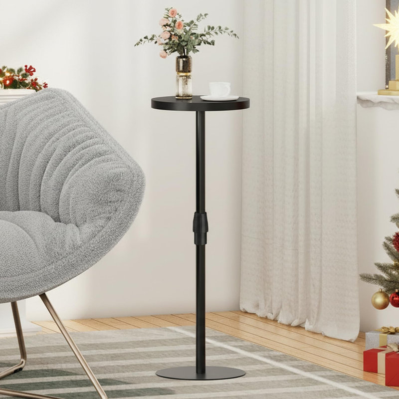 Table d'appoint ronde 27,5 "H, petite table basse d'appoint, Noir, Noir, Noir