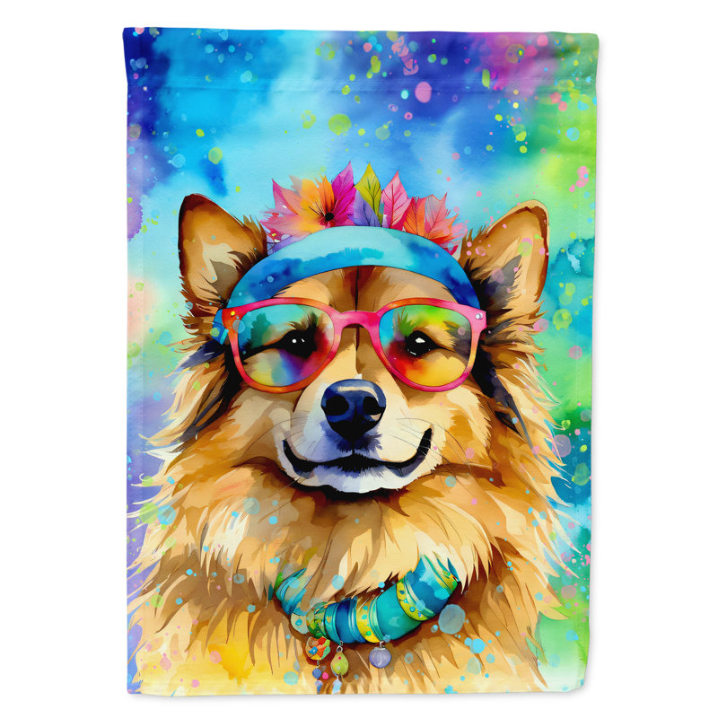 Drapeau de jardin Hippie Dawg, Loulou de Poméranie brun