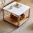 Modern Minimalist Oak Square Sintered Stone Mobile Side Table