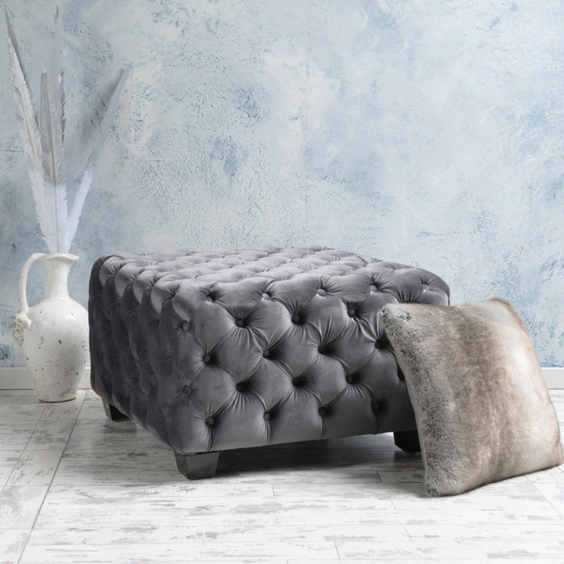 Velours gris moderne avec boutons et durabilité, largeur de 29 po x profondeur de 18,28 po, Gris