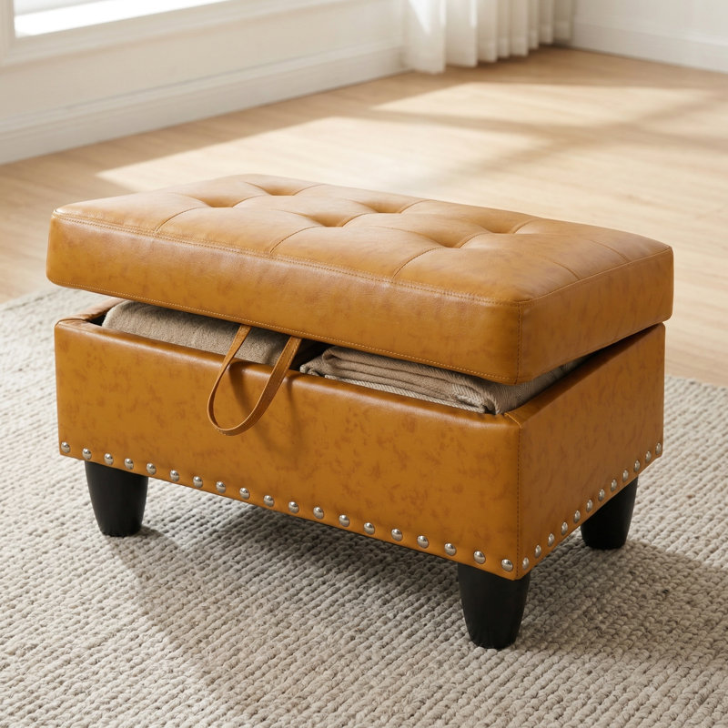 Repose-pieds avec rangement en simili cuir Ginger