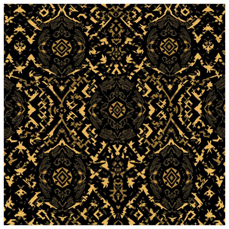 Coussins décoratifs noirs et dorés Ikat, 26 x 26 pouces