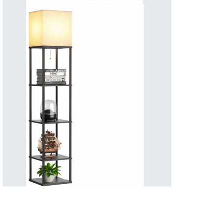Lampe sur pied colonne 71,65 "avec tablettes et ampoule 3 couleurs incluse
