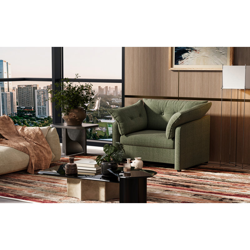 Fauteuil moderne surdimensionné en chenille, Chenille verte