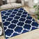 AVA Navy Machine Tufted Printed Area Rug