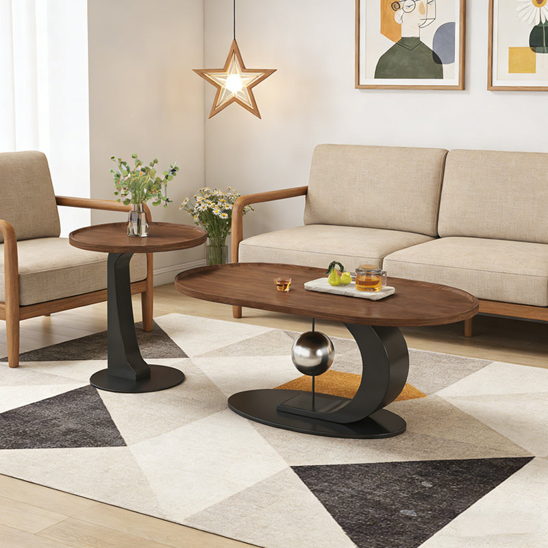 Table basse légère de luxe avec base en acier au carbone, 17,71 po H x 47,24 po L x 23,62 po l, Noir