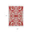 Tapis intérieur / extérieur damassé rouge et ivoire 3 pi x 5 pi
