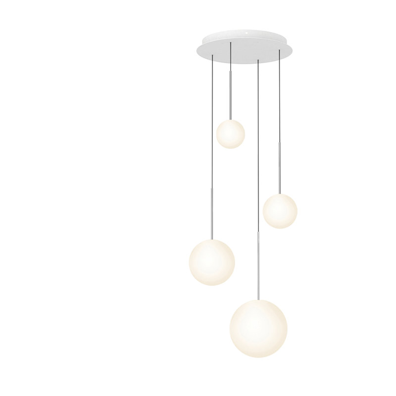 Bola Sphere Pendant Chandelier, Chrome, 110" H x 17" W x 17" D