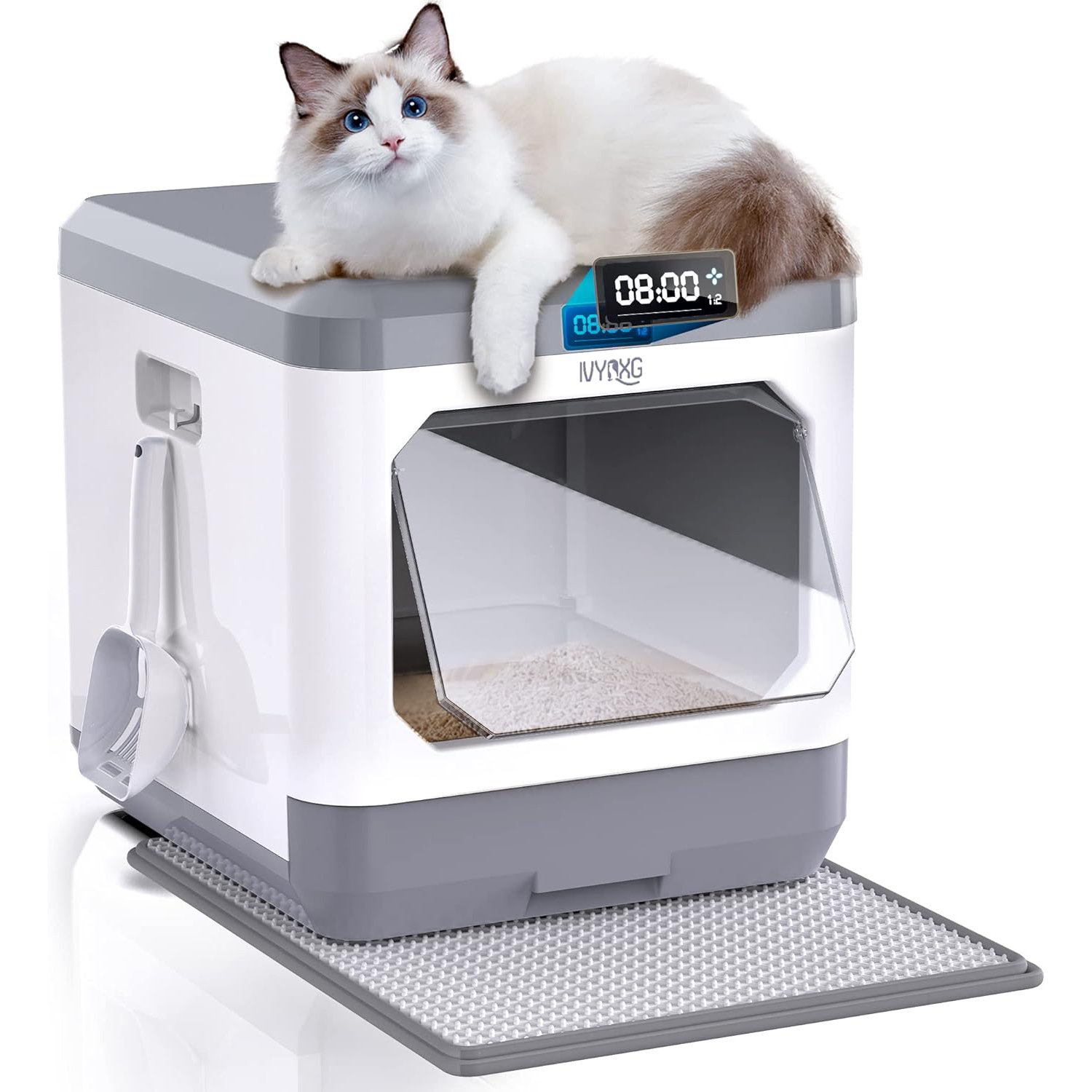 Image showcasing Tucker Murphy Pet™ Smart Enclosed Extral Large Litter Box with Lid for ...