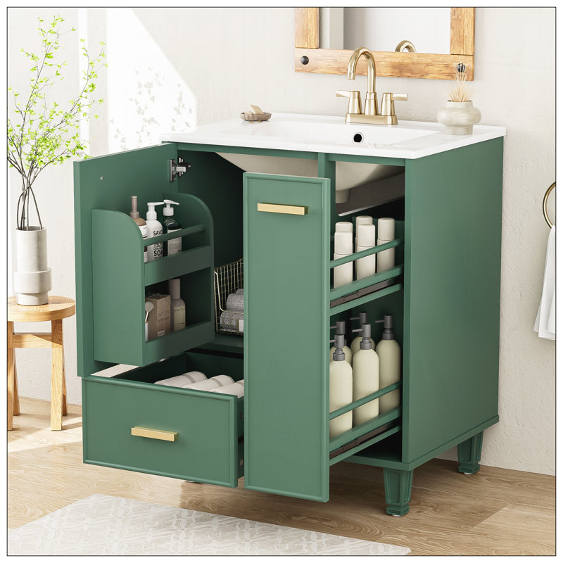 Meuble-lavabo 24 po avec lavabo, Vert