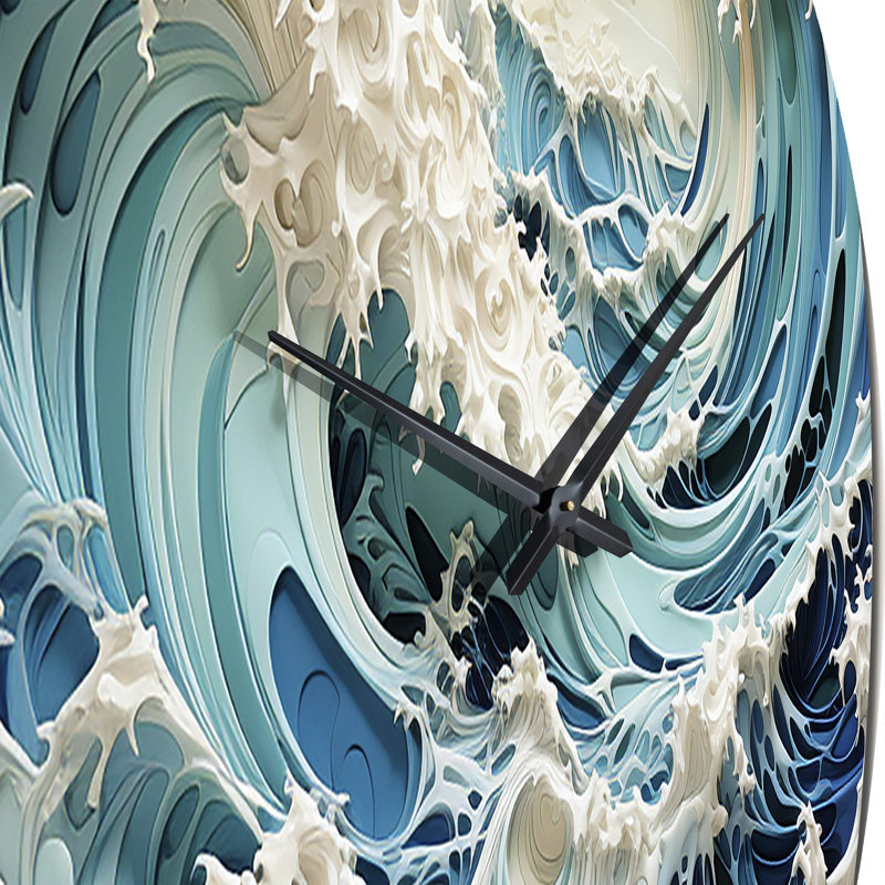 Blue Kinetic Waves I - Horloge murale nautique et de plage, Moyenne