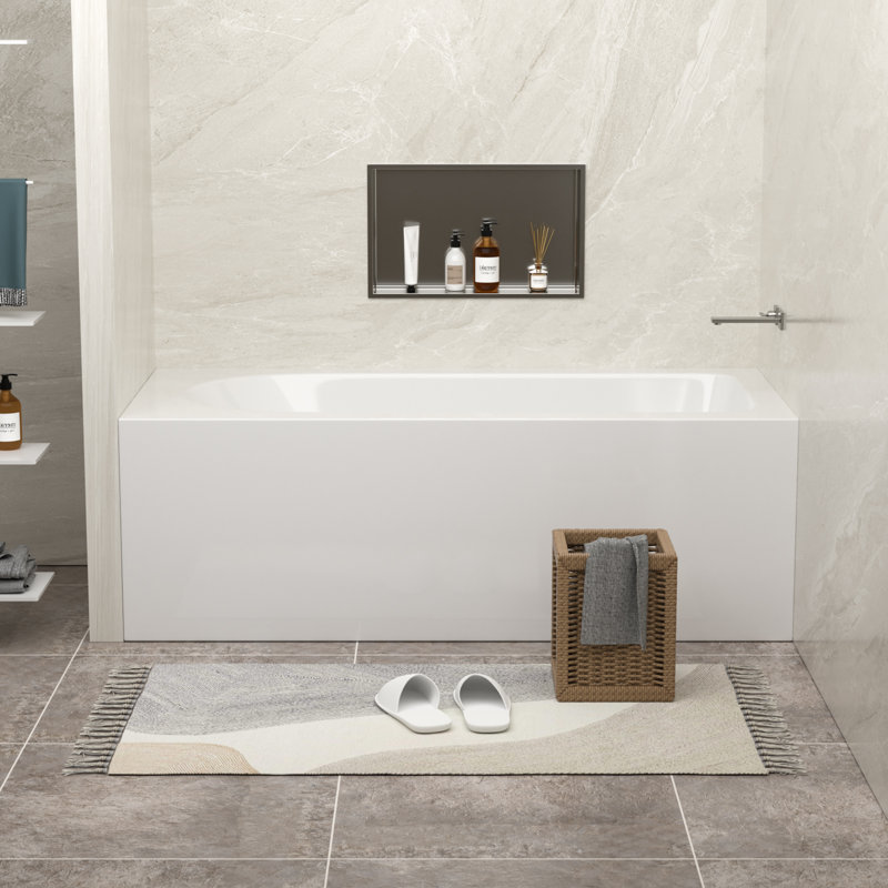 59" x 27.5" Rectangluar Alcove / Tile In Soaking Acrylic Bath Tubs with Drain