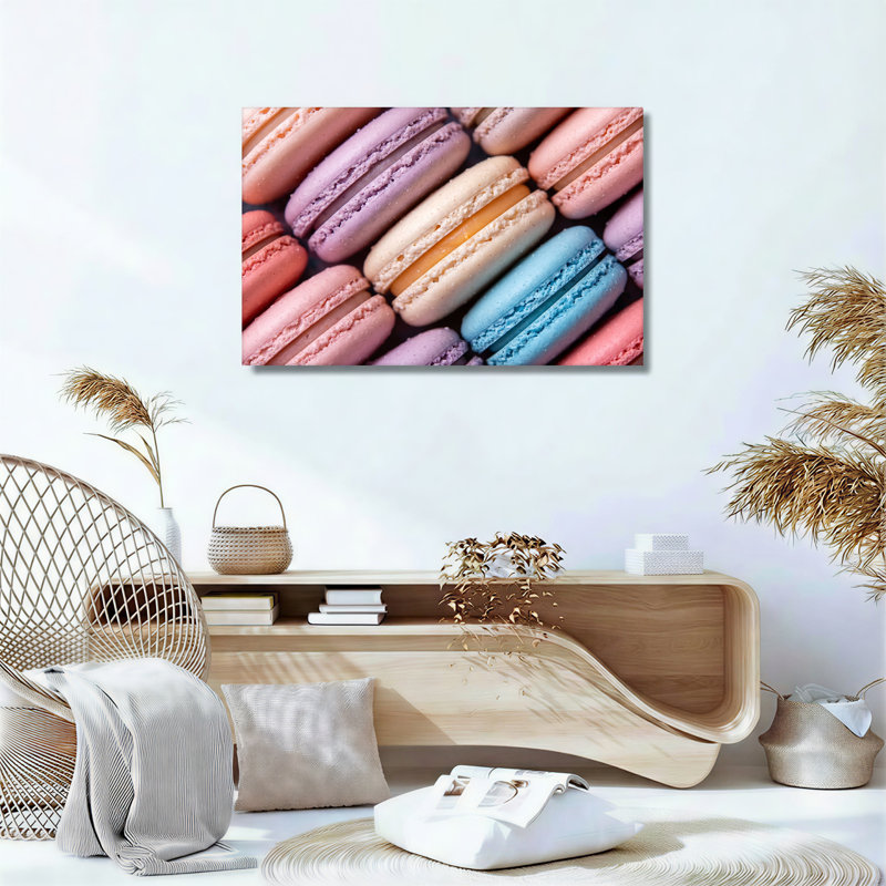 Art mural sur toile assorti, "Macarons pastels disposés en diagonale", H 18 po x l 24 po