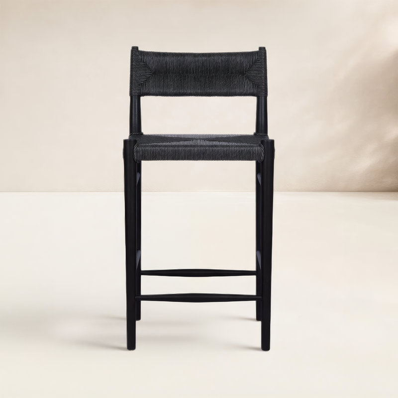 Outdoor Teak Bar Stool, 26", Black, Black