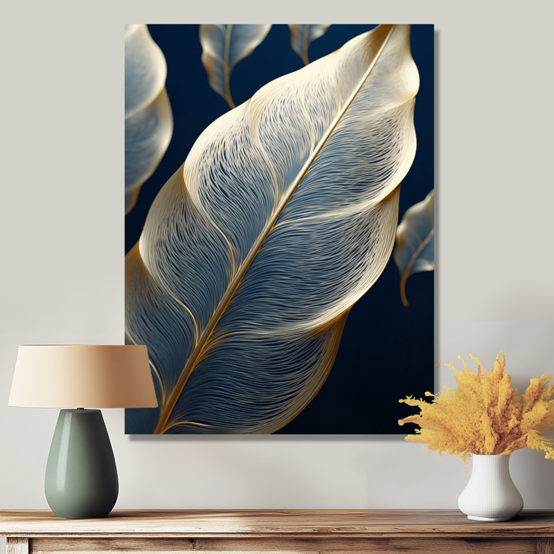 Art mural transparent avec feuilles dorées transparentes profondes, Toile tendue, H 32 po x l 24 po x P 1 po