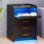 3 Drawers Bedside Table with Charging Station and Led Lights-2021268571