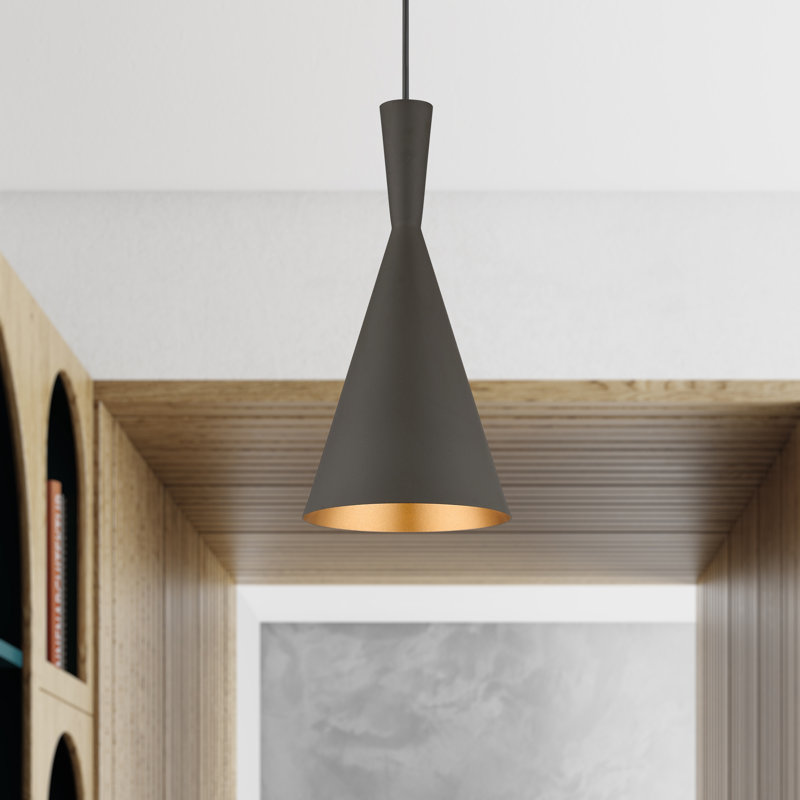 Luminaire suspendu conique à 1 lumière Ariandne, Bronze/Doré, H 15,25 po x l 7,25 po x P 7,25 po