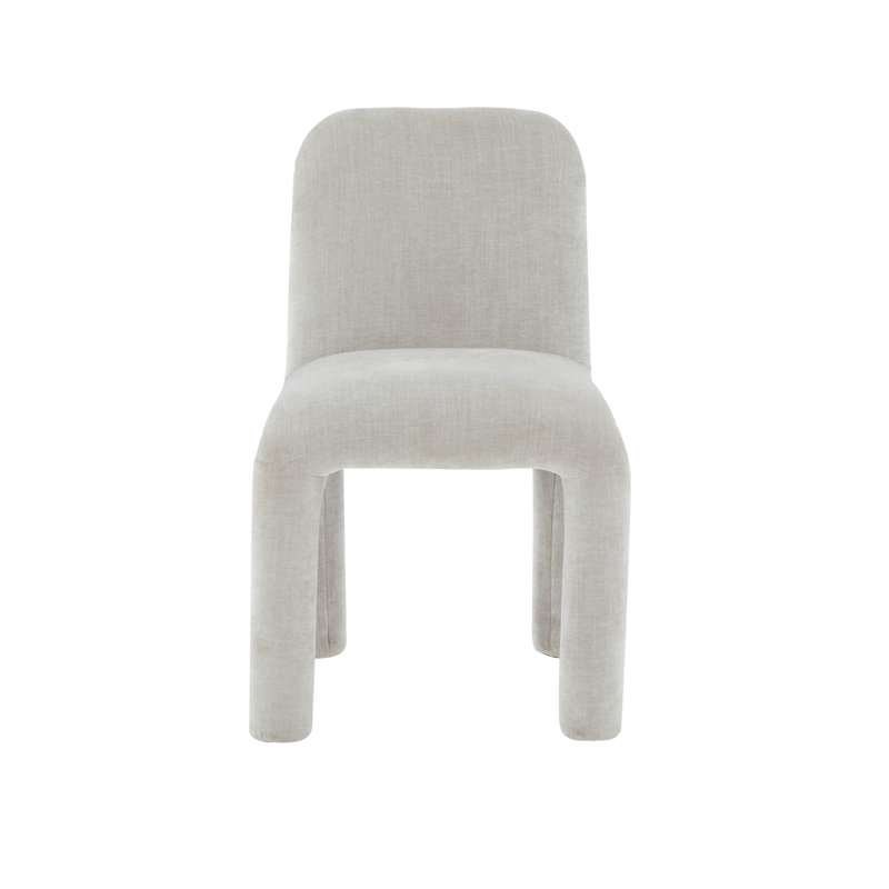 Georgia Light Grey Plush Fabric Armless Dining Chair