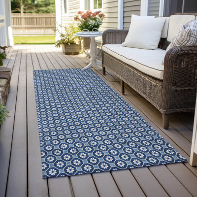 Tapis bleu intérieur / extérieur lavable à la machine Christain ACN1430