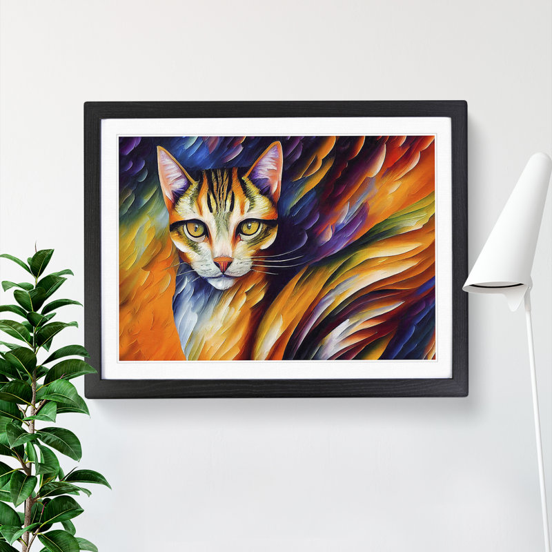 Cat Painting Vol.6 Abstract - Framed Print, 46cm H x 64cm W x 2cm D, Black