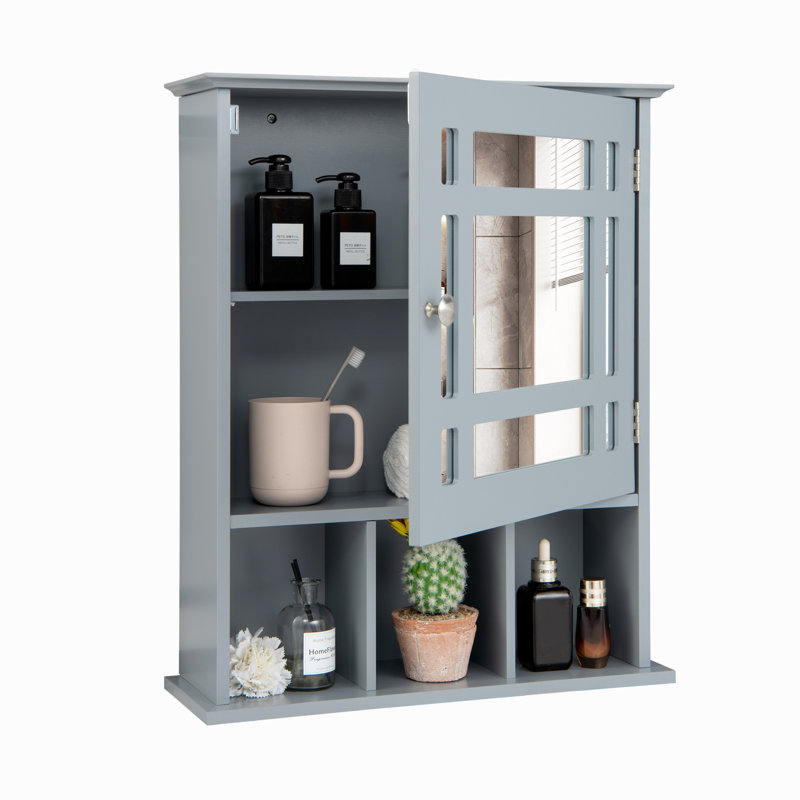 Alona Surface Framed Mirrored Bathroom Cabinets with Mirror and 2 Adjustable Shelves