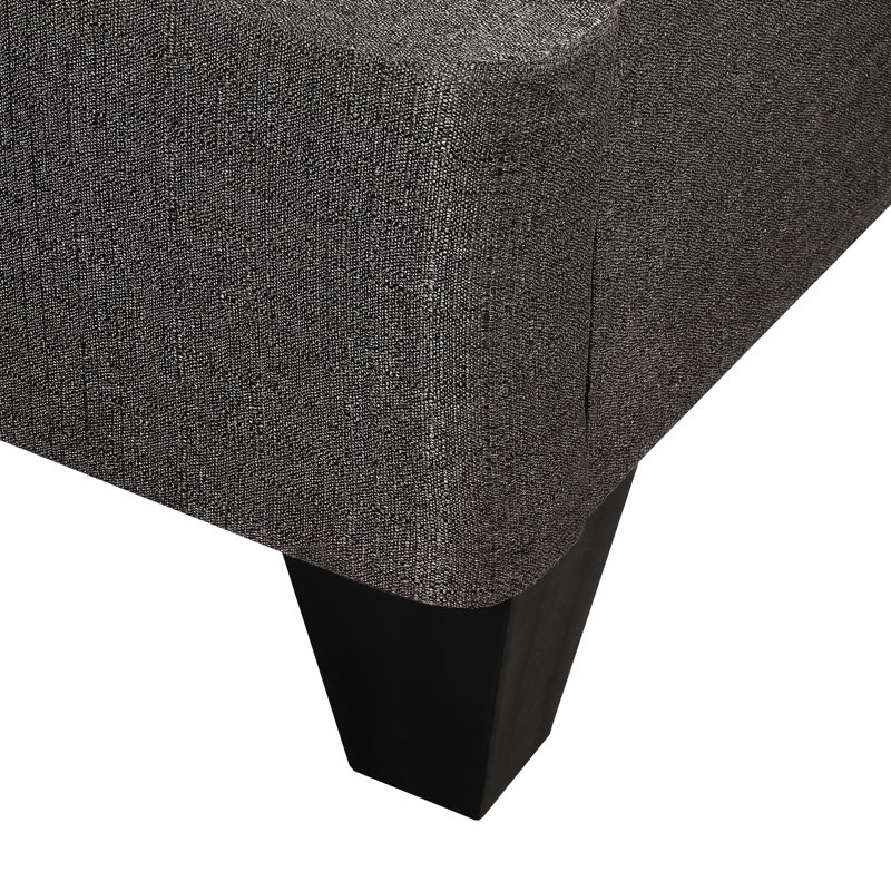 Très grande plateforme tapissier, gris foncé, base de lit en tissu d'ameublement, structure en bois, aucun sommier requis