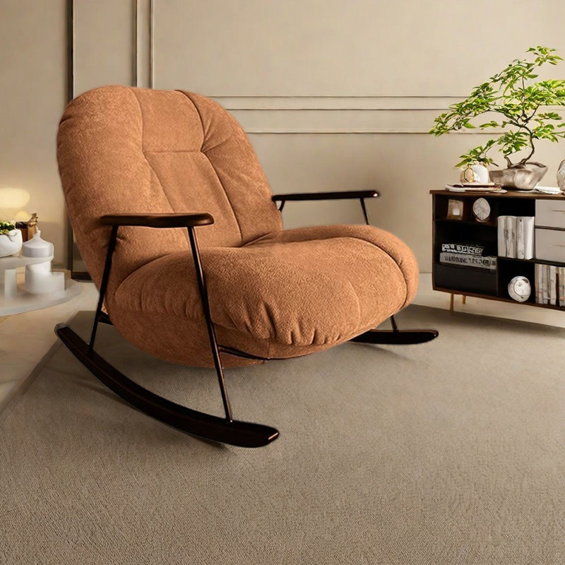 Chaise berçante élégante en flanelle pratique, Marron clair