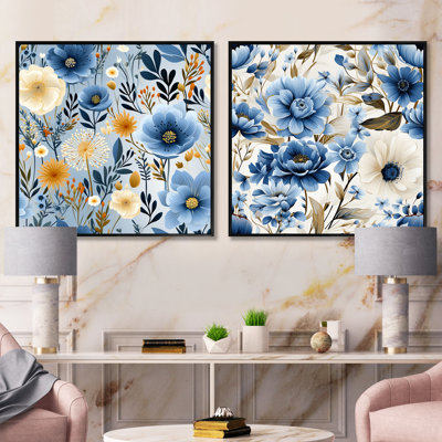 Belclaire - Ensemble de 2 collages carrés floraux